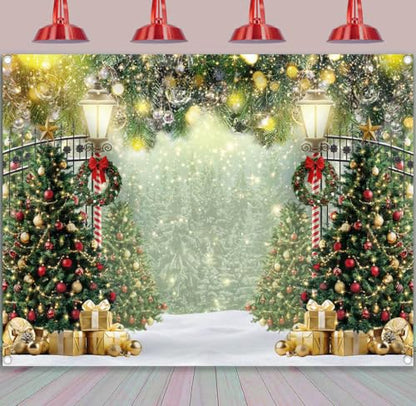 Winter Christmas Tree Backdrop 7x5ft Xmas Pine Tree Photography Background Holiday Banner Props Variation of 7x5FT(2.1m x 1.5m)
