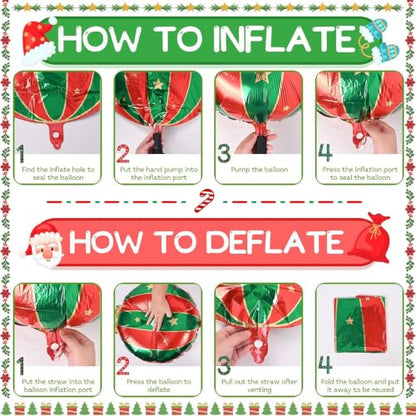 Christmas Balloon Decorations Set - Red, Green, Candy Canes, Party Balloons