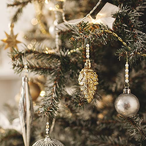 Christmas Ornament Hooks 35 Pack Gold Wire Acrylic Crystal Hangers 5 Styles