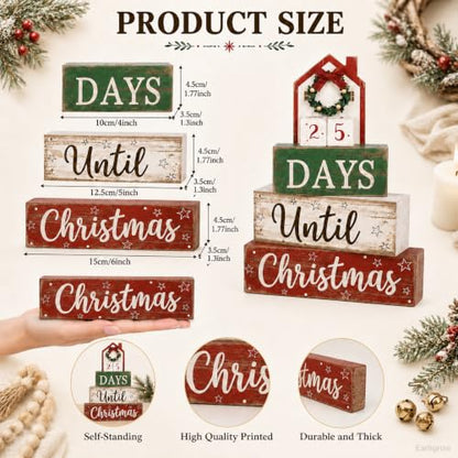 House Christmas Countdown Decorations Indoor - Wooden Festive Calendar with Mini House - Earligrow