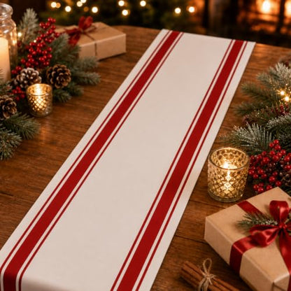 Christmas Table Runner Seasonal Party Decor Red 13x90 Inches - Potanhugie