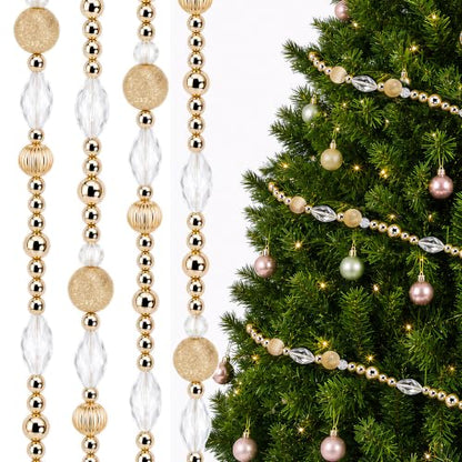 Golden 2-Pack 20ft Christmas Bead Garland for Holiday Decor