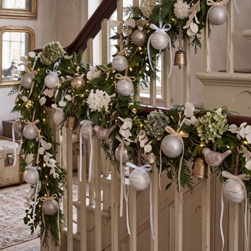 Hungdao 48 Pcs Neutral Christmas Ornaments & Bows Set - Taupe Beige
