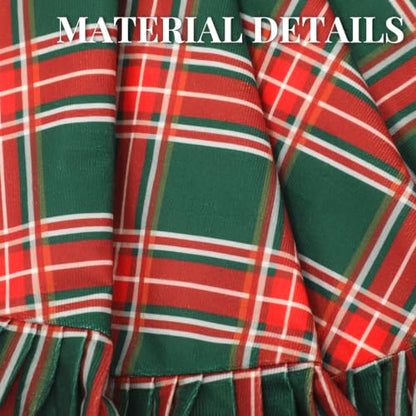 Blueweenly Green Red Plaid Ruffled Christmas Tree Skirt 36 Inch - Holiday Decor