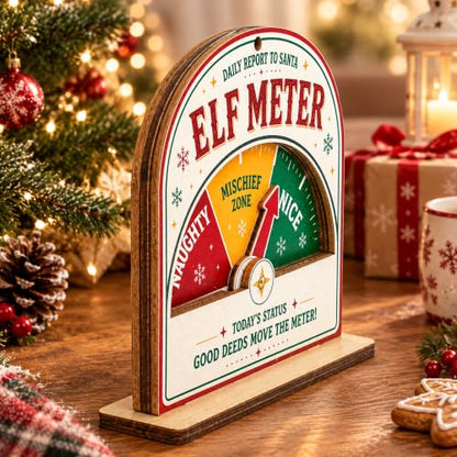 Funny Christmas Elf Meter Ornament - Naughty Nice Mischief Scale Decoration - Elfmeter 1