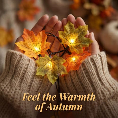 Fall Maple Leaf String Lights 35 LED 13.6 FT Connectable Indoor Decor