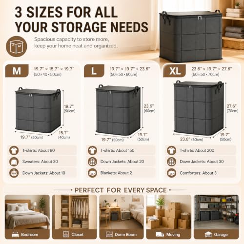 XL 23.6x27.6 Inch Large Moving Storage Bin with Reinforced Handles - Foldable Clothes & Bedding Organizer