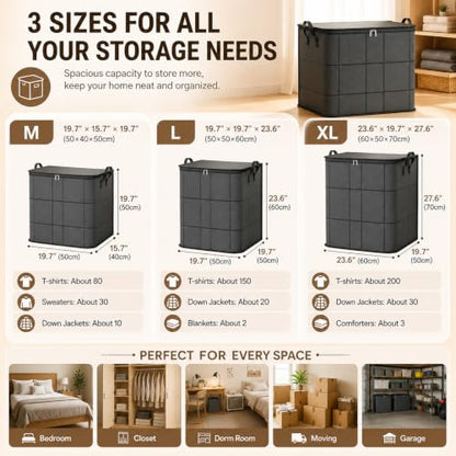XL 23.6x27.6 Inch Large Moving Storage Bin with Reinforced Handles - Foldable Clothes & Bedding Organizer