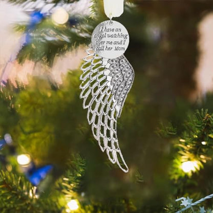 Memorial Angel Wing Ornament for Loss of Loved One - Mom / Single Wing