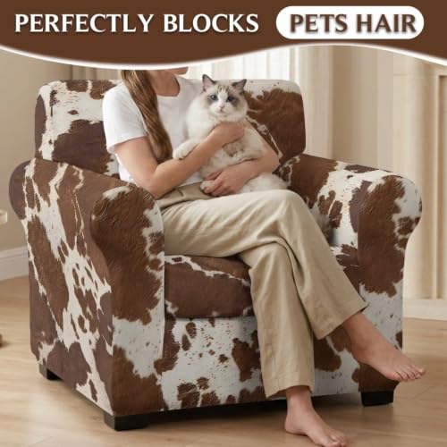 Light Cowhide Print Chair and a Half Cover with Elastic Fit - Sofa Protector