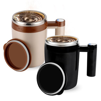 Self Stirring Coffee Mug Set of 2 - Rechargeable Black and Brown Cups
