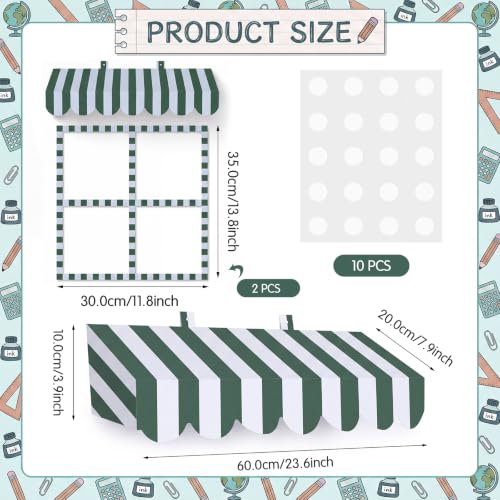 Retro Green Stripe Paper Awning Decorations - Carnival Party & Bulletin Board Decor