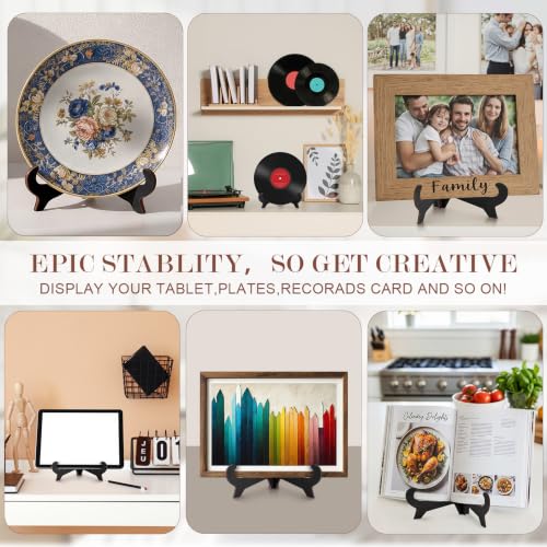 Black Wooden Plate Display Stands 8 Pack for 5-10 Inch Holders