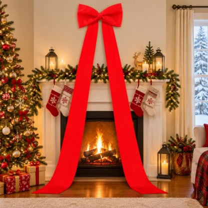 Extra Large Satin Christmas Tree Topper Bow 118in Red Streamers