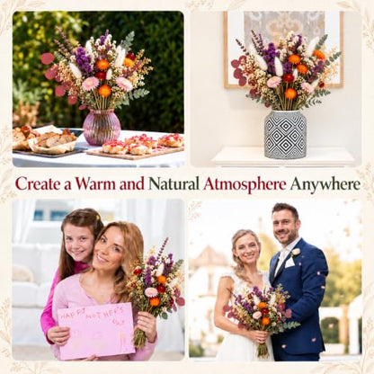 Natural Dried Flower Bouquet for Vase Decor and Crafts - 43 Stems
