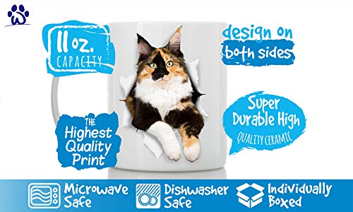 11oz Calico Cat Coffee Mug - Funny Ceramic Cat Lover Gift - Novelty Present