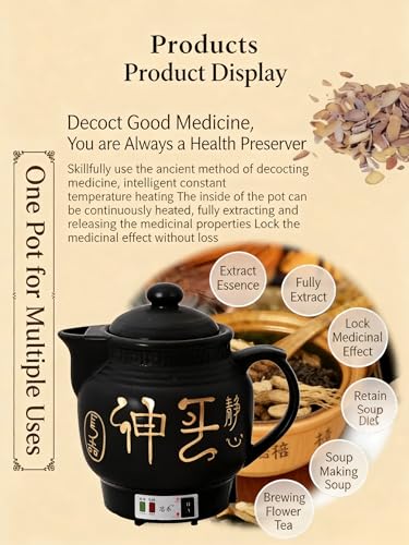 110V Fully Automatic Ceramic Decoction Pot with 1.06 Gallon Capacity - Black