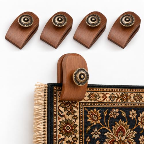 (4-Pack) Wooden Hangers for Tapestries, Quilts, Rugs - Adjustable & Heavy Duty