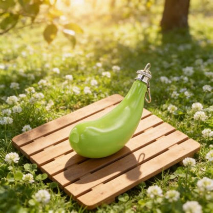 Stainless Steel Banana Shaped Hip Flask 5Oz - Green, Funny Fruit Wine Pot with Funnel for Camping & Hiking