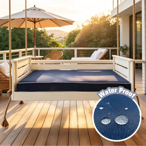 Outdoor Porch Mattress Cover Waterproof Queen Navy Blue 80x60x6 Variation of THIS listing