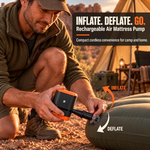 Mini Rechargeable Air Pump for Inflatables - 20W, 4000mAh Battery, Includes 7 Nozzles - Pump Only