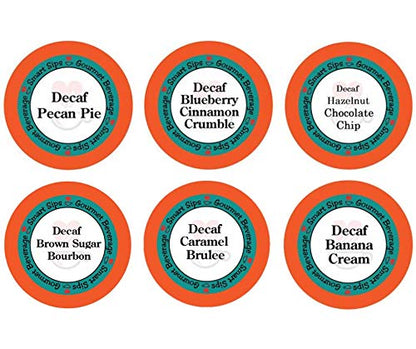 Decaf Flavor Lovers Coffee Variety Pack, Keurig K-cup Compatible, 24 Count, Decaf Blueberry Cinnamon, Decaf Banana Cream, Decaf Hazelnut Chocolate Chip, Decaf Caramel Brulee, Decaf Brown Sugar Bourbon