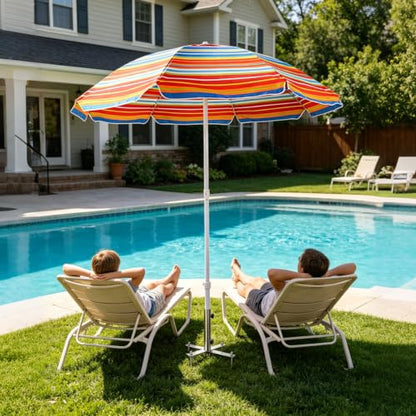 Heavy Duty Outdoor Umbrella Base Holder for 1.1-1.5in Poles, Steel Sand & Grass Anchor