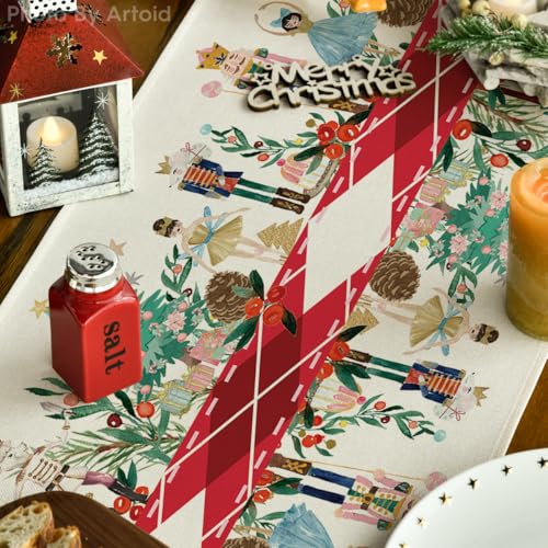Nutcracker Christmas Table Runner 13x60 Inch Home Decor - Red