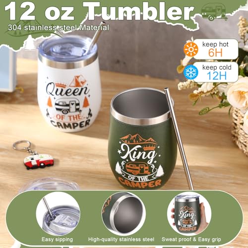 Patelai Classic Camping Gift Set for Couples - Stainless Steel Tumblers, Socks & Keychains