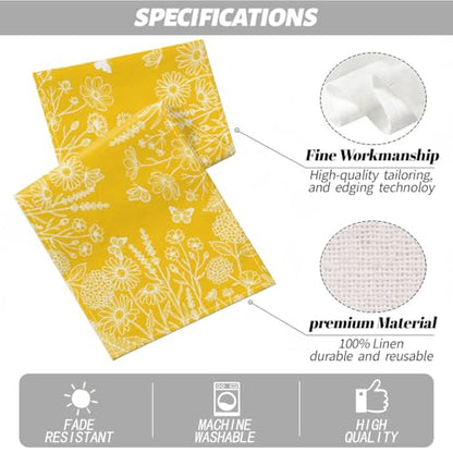 Yellow Flowers Butterfly Spring Table Runner - Wildflower Pattern, 13x72 Inches