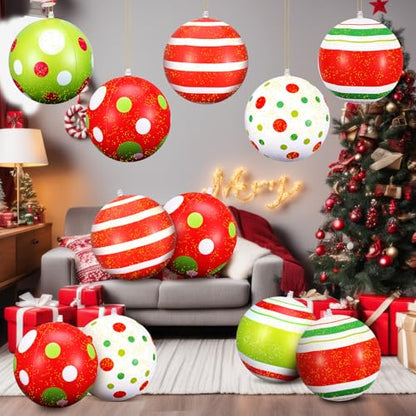 Multicolour 12-Inch Inflatable Christmas Ball Ornaments Outdoor Decorations - Small