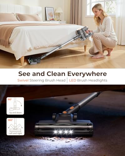 Lightweight Cordless Stick Vacuum Cleaner with Powerful Suction, 40 Min Runtime