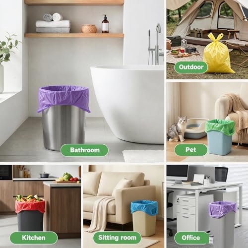 4 Gallon Small Biodegradable Bathroom Trash Bags with Handles - Colorful 100 Pack