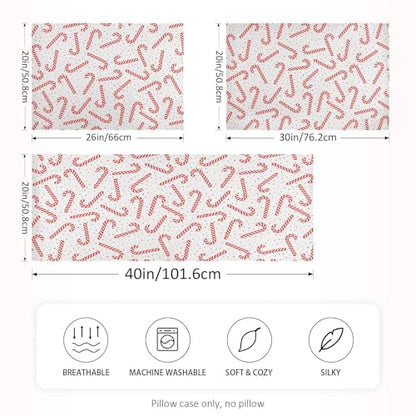 Christmas Satin Pillowcase for Hair & Skin - Red Candy Canes, Standard 20x26 Inches