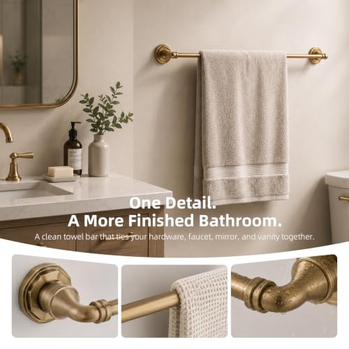 Industrial Champagne Gold Square Bathroom Towel Ring - Wall Mount Hand Towel Holder