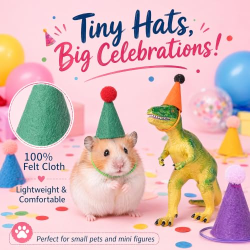 12 Pcs Mini Party Hats for Stuffed Animals Cake Toppers Tiny Birthday Decor