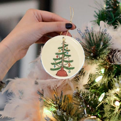 Christmas Tree Ornament Plunger Decor Funny Gag Gift Acrylic 3.6in