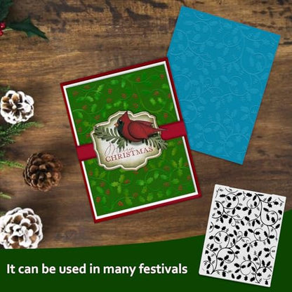 Holly Tree Embossing Folder for Spring and Christmas Card Making - Style2