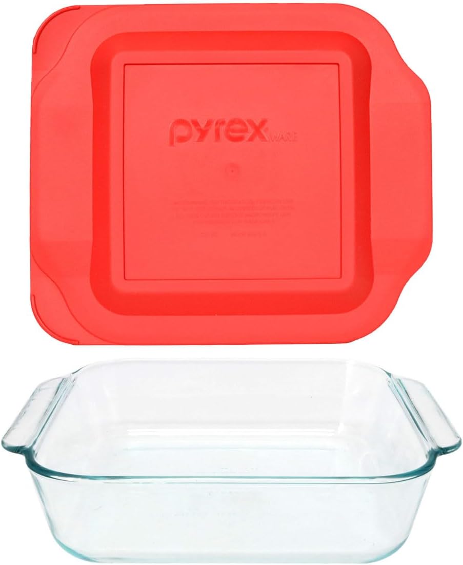 Pyrex 2qt Glass Baking Dish with Red Food Storage Lid - Durable & Made in USA