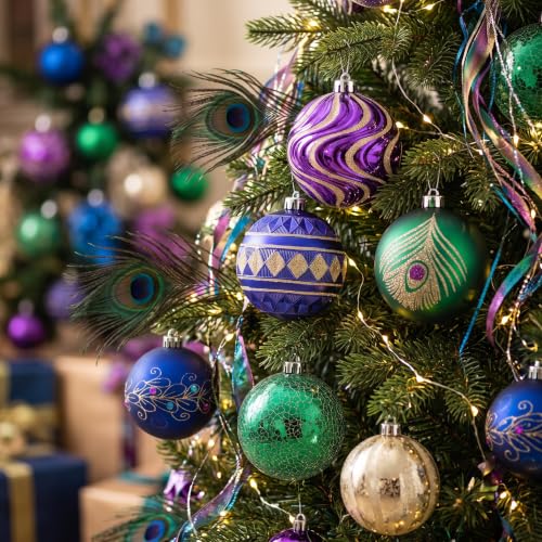 Valery Madelyn Christmas Ball Ornaments Set - Peacock Large Variation