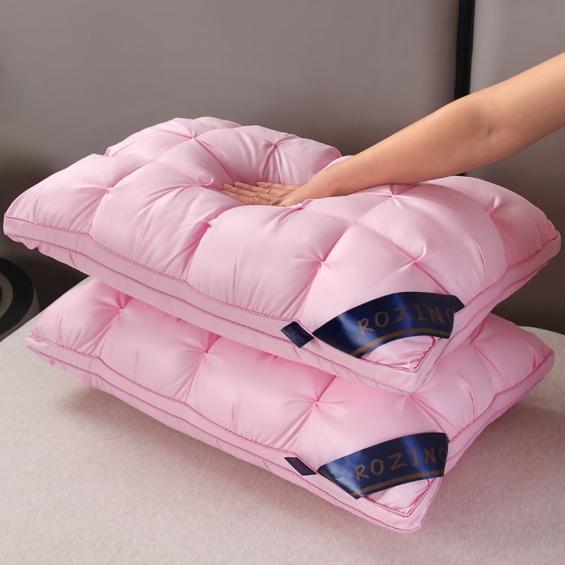 Queen Size Hotel-Quality Pillows Set - Pink, 2 Pieces, 20x30 Inches