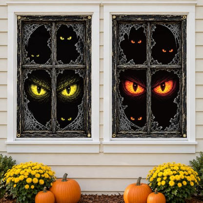 Halloween Monster Eyes Window Cover Set - 2 Pack, 31.5 x 47.2 inches