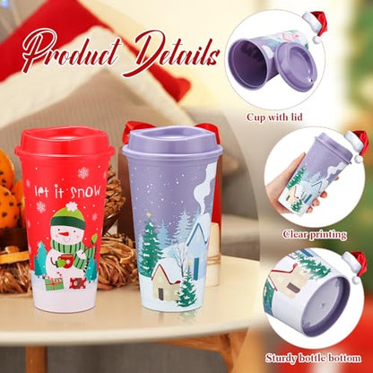 72 Pack Christmas Coffee Cups Gifts Bulk - Snowman & Reindeer Variations
