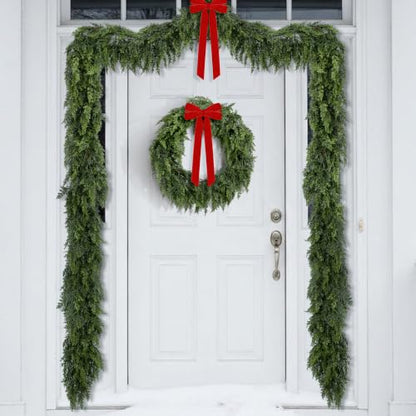 4 Pcs Double Color Christmas Norfolk Pine Garlands for Mantle Fireplace I Style