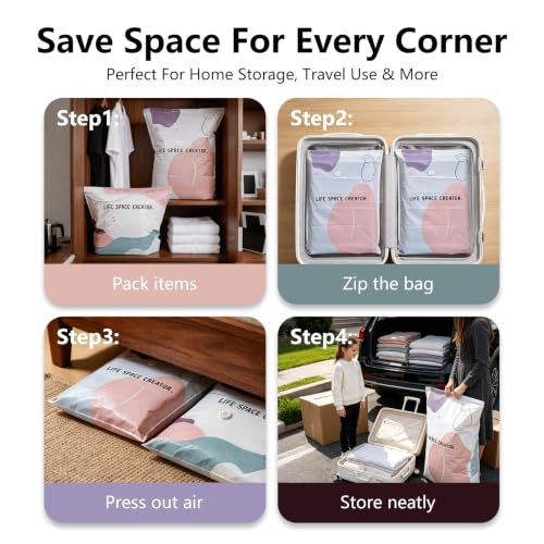 Large White Space Bags No-Pump Vacuum Storage - Reusable Compression Bag