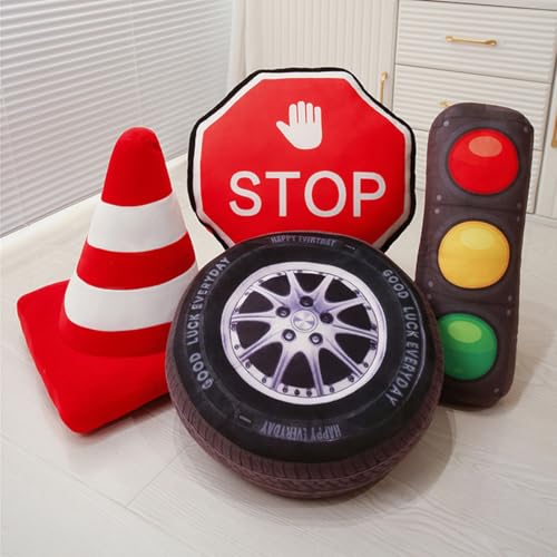 Traffic Sign Plush Pillow - 15.7 Inch Stop Sign Stuffed Cushion for Car Room Decor - Variation of THIS listing