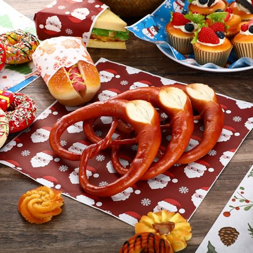 Christmas Wax Paper Sheets 12x12 Inch - Santa, Tree & Snowflake Patterns - 600 Pack with Variation Christmas Theme / 600