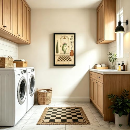 Bathroom Frog Wall Art - 8x10 Inch Framed Funny Frog Bathroom Decor