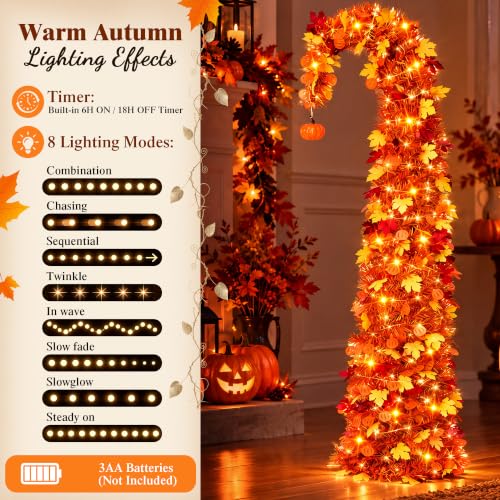 5ft Pop Up Maple Tree with 100 LED Lights Halloween Fall Decor - Variation of This Listing