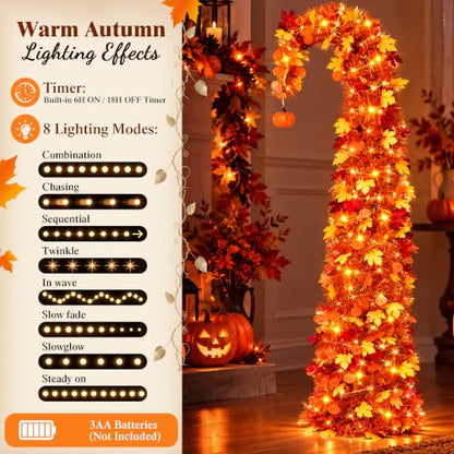 5ft Pop Up Maple Tree with 100 LED Lights Halloween Fall Decor - Variation of This Listing